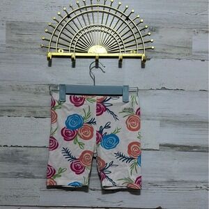 Sew Sassy Bike Shorts Girls 12 Multicolor Floral Rose Print EUC